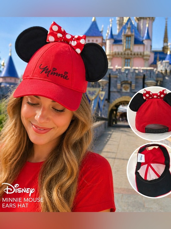 Disney Accessories - Disney Minnie Mouse Ears Red Bow Baseball Hat
